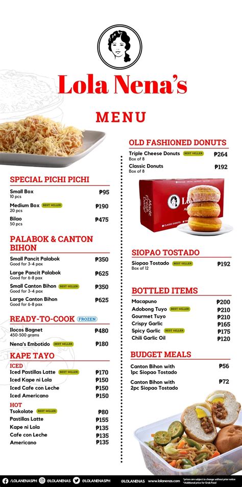 Lola Nena's Menu .